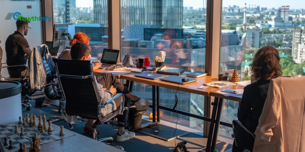 Modern startup office with employees working in a Tier 2 city in India
