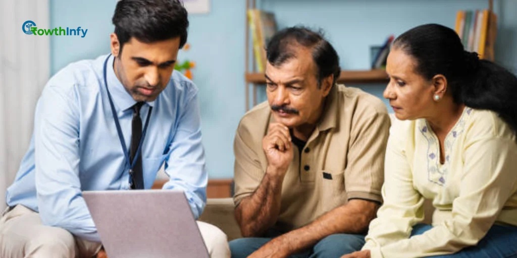 Indian man discussing debt repayment terms with a banker