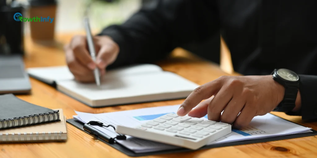 Calculator and financial charts for tax planning